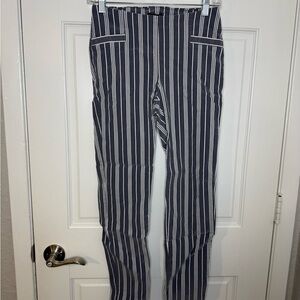 Striped Womens Dress Pants - Gray and White